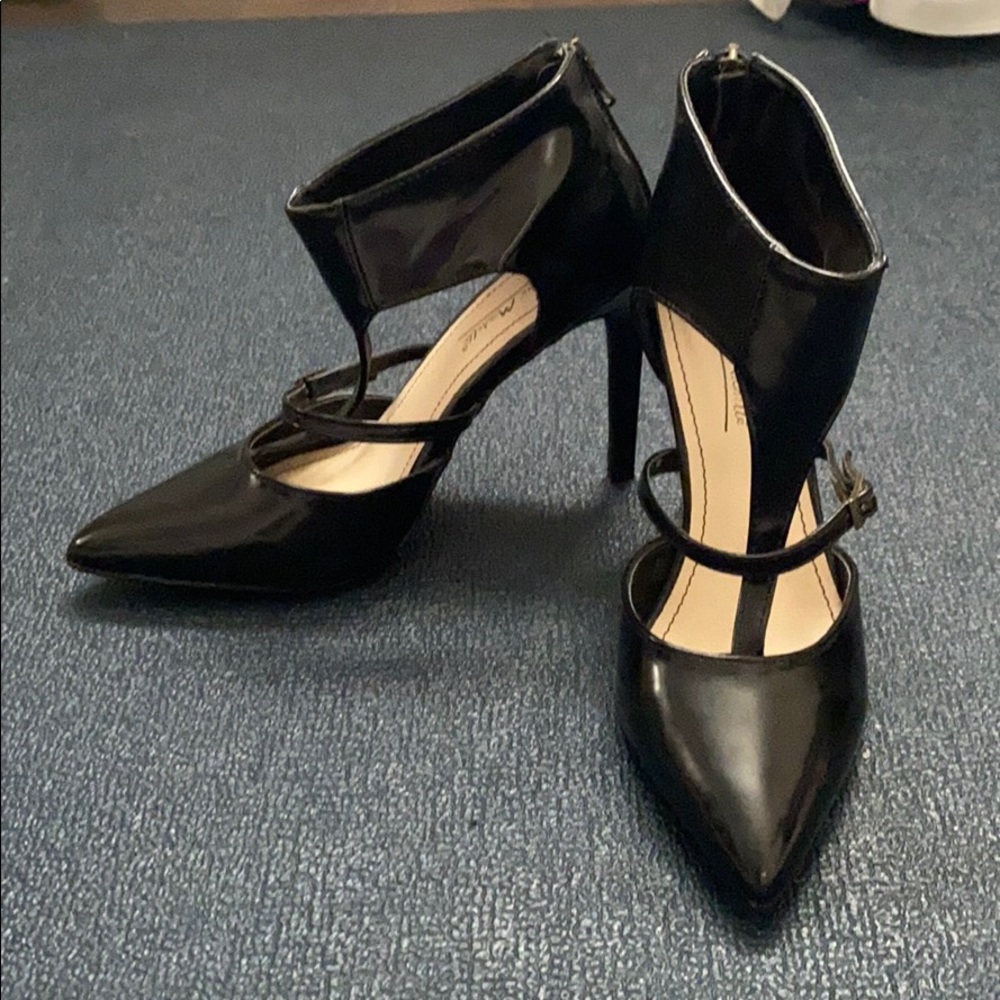 Faux leather heels